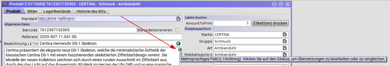 Tooltip ohne deutsche Textversion