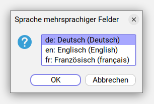 Sprachauswahl-Dialog
