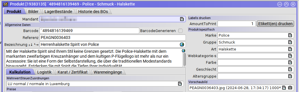 Formular mit deutschen Texten vor der Sprachauswahl